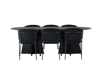 Bootcut Matgrupp 230 cm Oval med 6 Selma Stolar - Svart - Products - Möbler - Bord & matgrupp - Matgrupp