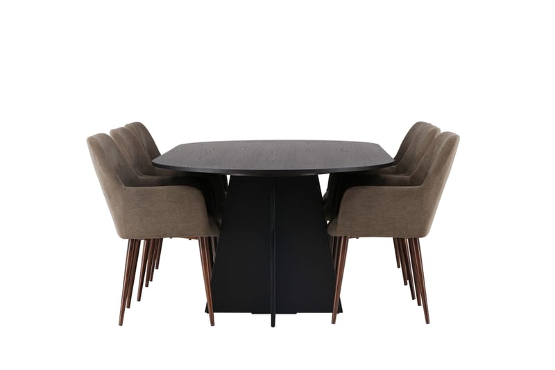 Bootcut Matgrupp 230 cm Oval med 6 Tomorrow stolar - Brun - Products - Möbler - Bord & matgrupp - Matgrupp