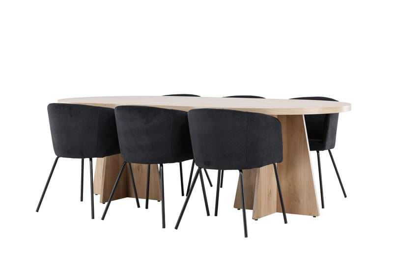 Bootcut Matgrupp 230 cm Rektangulär med 6 Berit stolar - Whitewash/Svart - Products - Möbler - Bord & matgrupp - Matgrupp