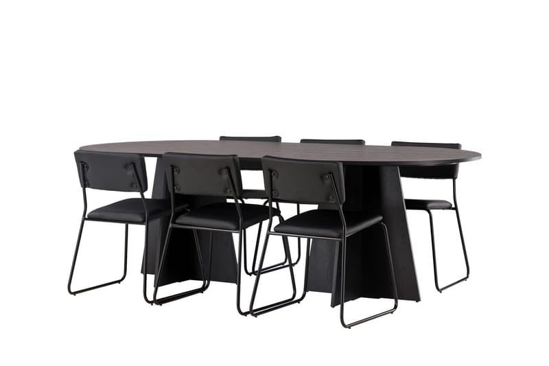 Bootcut Matgrupp 230 cm Rektangulär med 6 Kenth Stolar - Svart - Products - Möbler - Bord & matgrupp - Matgrupp