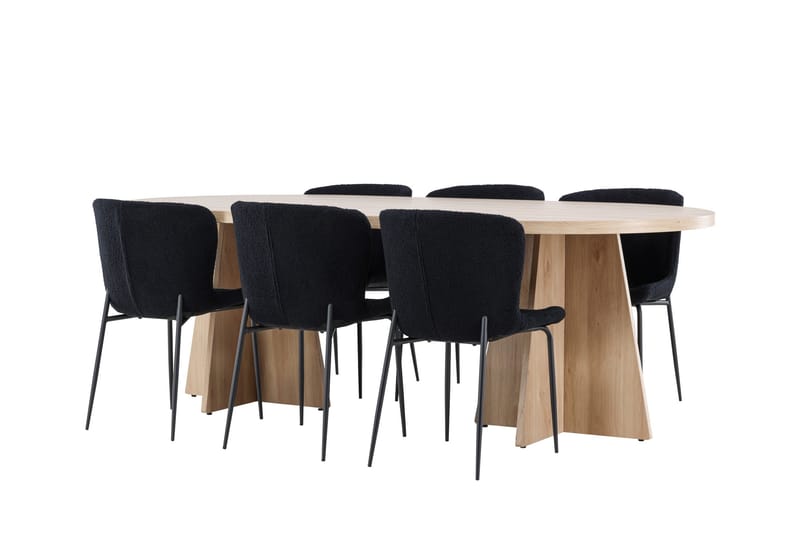 Bootcut Matgrupp 230 cm Rektangulär med 6 Modesto stolar - Whitewash/Svart - Products - Möbler - Bord & matgrupp - Matgrupp