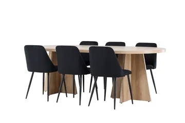 Bootcut Matgrupp 230 cm Rektangulär med 6 Night stolar - Whitewash/Svart - Products - Möbler - Bord & matgrupp - Matgrupp