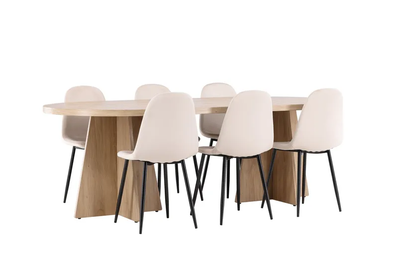 Bootcut Matgrupp 230 cm Rektangulär med 6 Polar stolar - Whitewash/Beige - Products - Möbler - Bord & matgrupp - Matgrupp