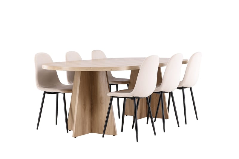Bootcut Matgrupp 230 cm Rektangulär med 6 Polar stolar - Whitewash/Beige - Products - Möbler - Bord & matgrupp - Matgrupp