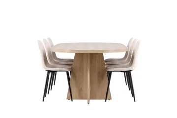 Bootcut Matgrupp 230 cm Rektangulär med 6 Polar stolar - Whitewash/Beige - Products - Möbler - Bord & matgrupp - Matgrupp