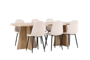 Bootcut Matgrupp 230 cm Rektangulär med 6 Polar stolar - Whitewash/Beige - Products - Möbler - Bord & matgrupp - Matgrupp