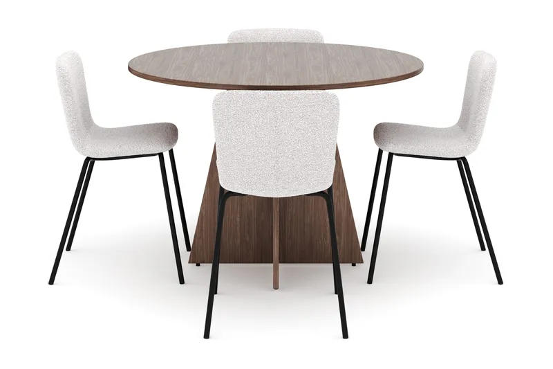 Bootcut Runt Litet Matbord Valnöt 110 cm med 4 Katy Matstolar - Products - Möbler - Bord & matgrupp - Matgrupp