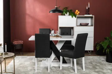 Cesi Matgrupp 140 cm med 4 Viktor Stol - Vit/Svart/Svart PU - Products - Möbler - Bord & matgrupp - Matgrupp