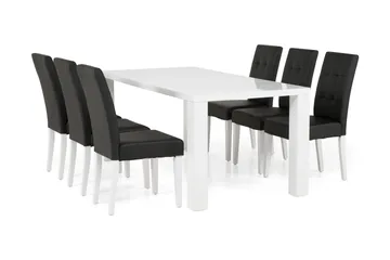Cibus Matgrupp 180 cm med 6 Viktor Stol - Vit/Svart - Products - Möbler - Bord & matgrupp - Matgrupp