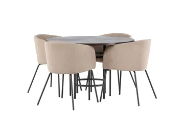 Copenhagen Matgrupp 115 cm Rund med 4 Berit stolar - Beige - Products - Möbler - Bord & matgrupp - Matgrupp