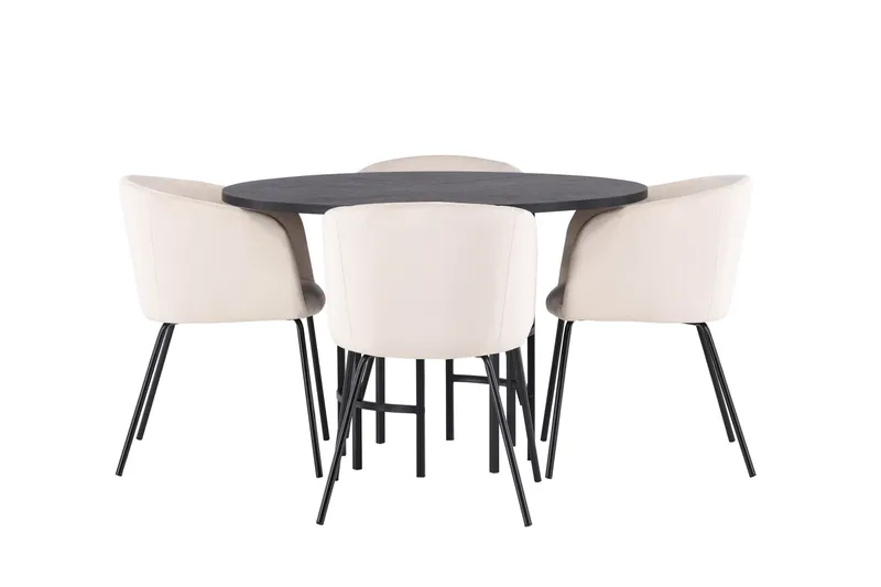 Copenhagen Matgrupp 115 cm Rund med 4 Berit stolar - Beige - Products - Möbler - Bord & matgrupp - Matgrupp