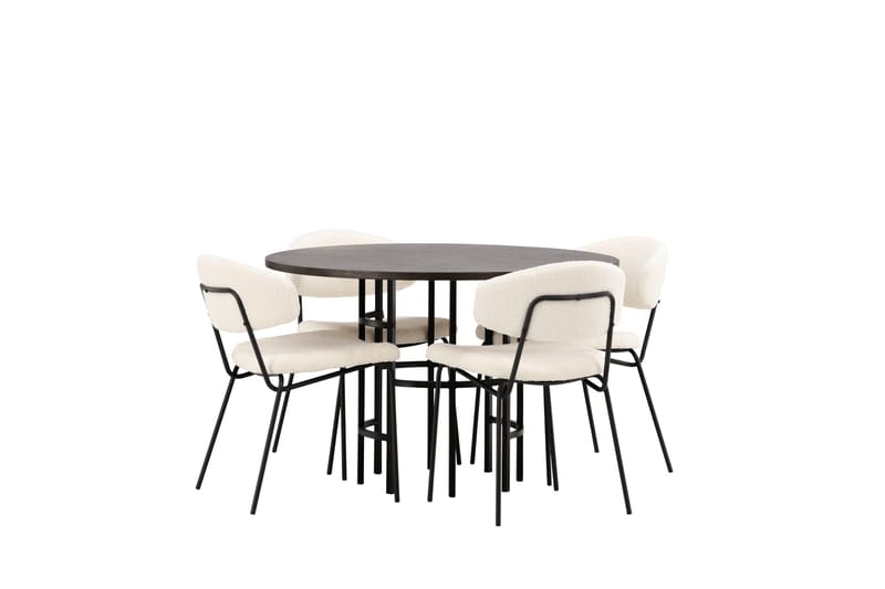 Copenhagen Matgrupp 115 cm Rund med 4 Chico Stolar - Svart - Products - Möbler - Bord & matgrupp - Matgrupp