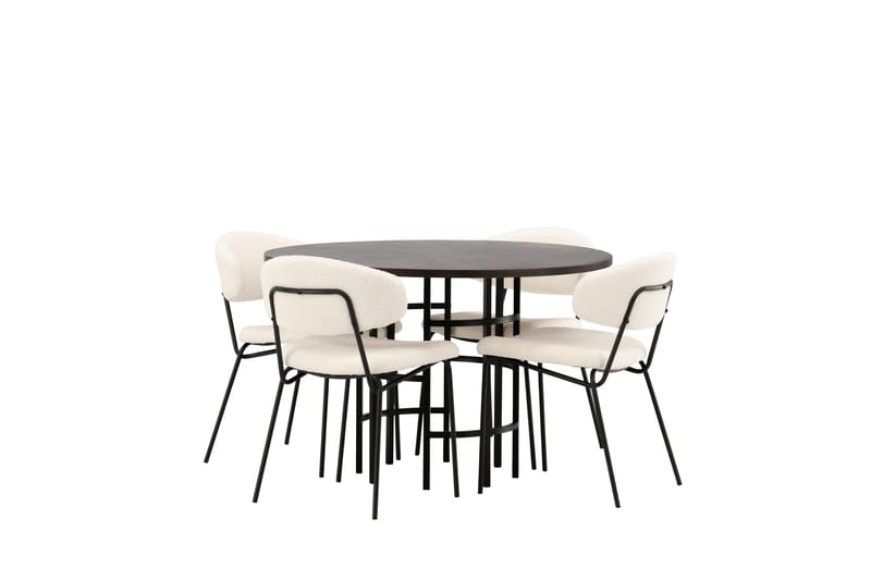 Copenhagen Matgrupp 115 cm Rund med 4 Chico Stolar - Svart - Products - Möbler - Bord & matgrupp - Matgrupp