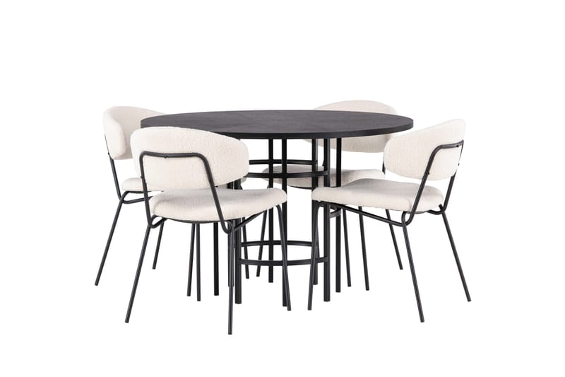 Copenhagen Matgrupp 115 cm Rund med 4 Chico Stolar - Svart - Products - Möbler - Bord & matgrupp - Matgrupp