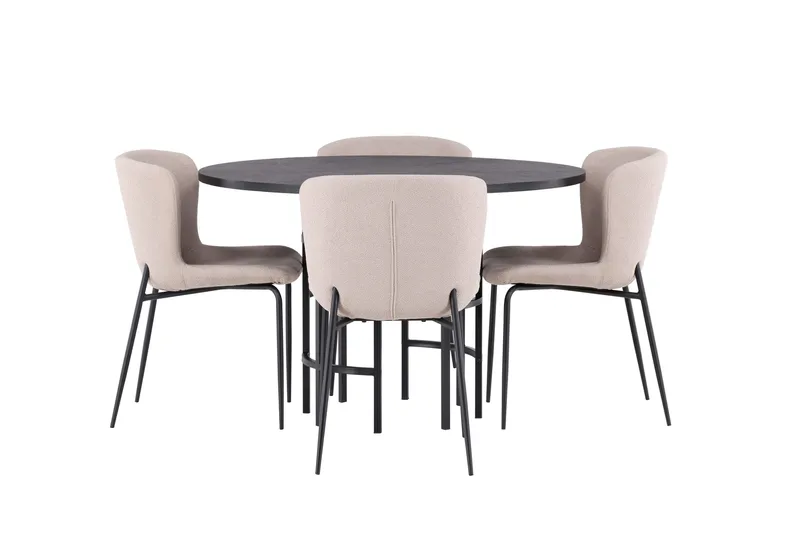 Copenhagen Matgrupp 115 cm Rund med 4 Modesto stolar, Svart