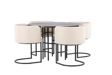 Copenhagen Matgrupp 115 cm Rund med 4 Simrishman stolar - Beige - Products - Möbler - Bord & matgrupp - Matgrupp
