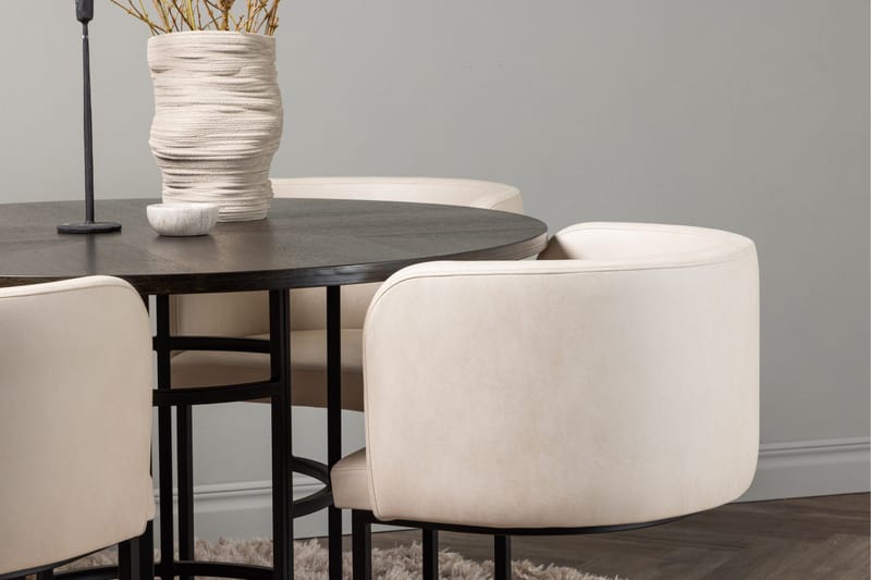 Copenhagen Matgrupp 115 cm Rund med 4 Simrishman stolar - Beige - Products - Möbler - Bord & matgrupp - Matgrupp