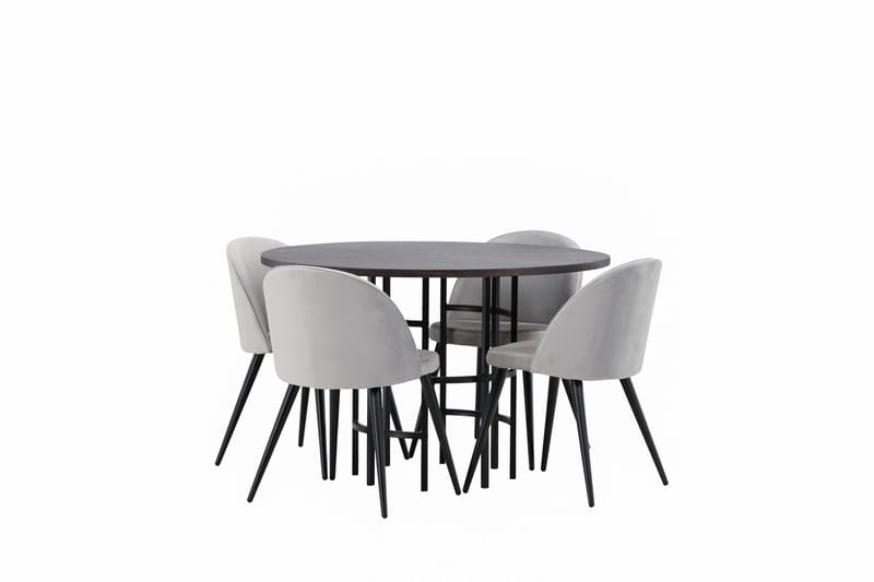Copenhagen Matgrupp 115 cm Rund med 4 Velvet stolar - Grå - Products - Möbler - Bord & matgrupp - Matgrupp