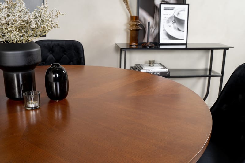 Copenhagen Matgrupp 140 cm Rund med 4 Velvet Deluxe stolar - Svart - Products - Möbler - Bord & matgrupp - Matgrupp