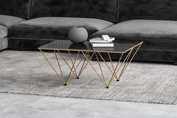 Crystal Soffbord 80 cm - Rökfärgat glas/Mässing - Products - Möbler - Bord & matgrupp - Soffbord