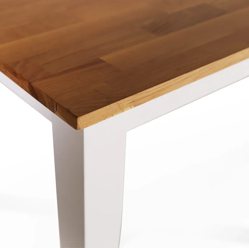 Dalarös matbord 140 cm - vit / oljad ek, Vit / Oljad ek