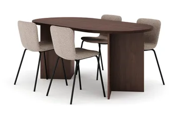 Dano Matbord 180 cm  med 4 Katy Matstolar - Valnöt / Greige - Products - Möbler - Bord & matgrupp - Matgrupp