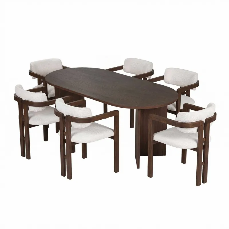 Dano Matbord 180 cm med 6 Bonavista Stolar, Milano Walnut, Dark Walnut, vit