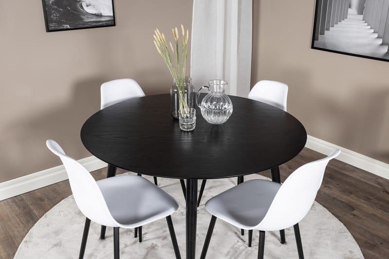 Dipp Matgrupp 115 cm Rund med 4 Polar stolar - Svart - Products - Möbler - Bord & matgrupp - Matgrupp