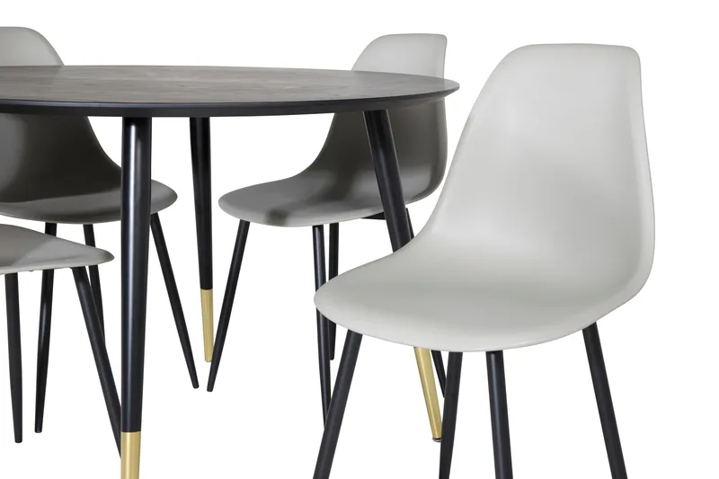 Dipp Matgrupp 115 cm Rund med 4 Polar stolar - Svart/Guld - Products - Möbler - Bord & matgrupp - Matgrupp