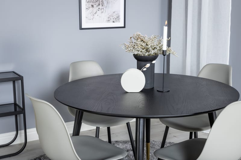 Dipp Matgrupp 115 cm Rund med 4 Polar stolar - Svart/Guld - Products - Möbler - Bord & matgrupp - Matgrupp