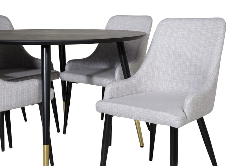 Dipp Matgrupp 115 cm Rund med 4 Plaza stolar - Svart/Guld - Products - Möbler - Bord & matgrupp - Matgrupp