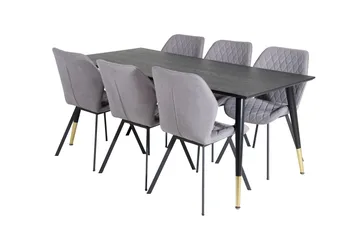 Dipp Matgrupp 180 cm Rektangulär med 6 Gemma stolar - Svart/Guld - Products - Möbler - Bord & matgrupp - Matgrupp