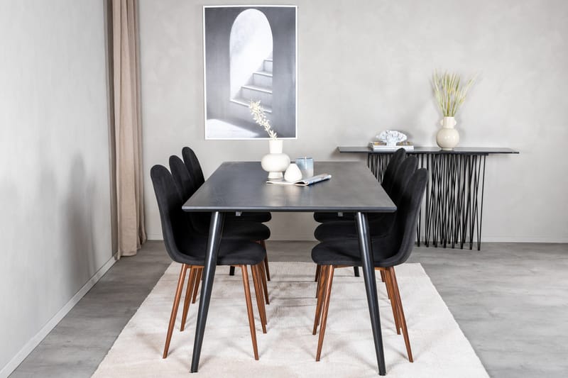 Dipp Matgrupp 180 cm Rektangulär med 6 Polar stolar - Svart - Products - Möbler - Bord & matgrupp - Matgrupp