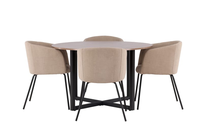 Durango Matgrupp 120 cm Rund med 4 Berit Stolar - Valnöt - Products - Möbler - Bord & matgrupp - Matgrupp