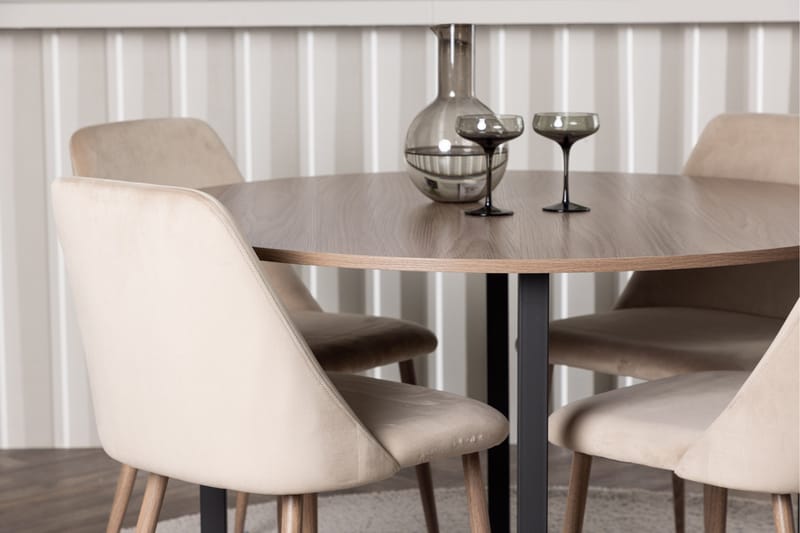 Durango Matgrupp 120 cm Rund med 4 Night Stolar - Valnöt - Products - Möbler - Bord & matgrupp - Matgrupp