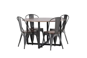 Durango Matgrupp 120 cm Rund med 4 Tempe Stolar - Valnöt - Products - Möbler - Bord & matgrupp - Matgrupp
