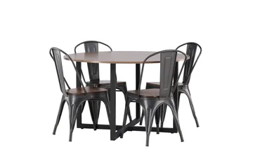 Durango Matgrupp 120 cm Rund med 4 Tempe Stolar - Valnöt - Products - Möbler - Bord & matgrupp - Matgrupp