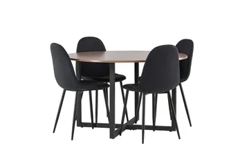 Durango Matgrupp 120 cm Rund med 4 Polar Stolar - Valnöt - Products - Möbler - Bord & matgrupp - Matgrupp