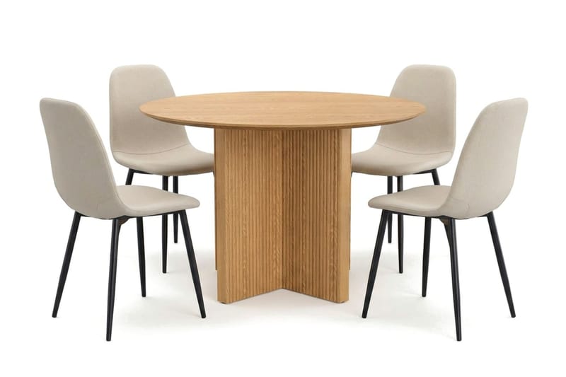 Edda Matgrupp runt 110 cm Ek med 4 Nibe Matstolar - Ek - Products - Möbler - Bord & matgrupp - Matgrupp