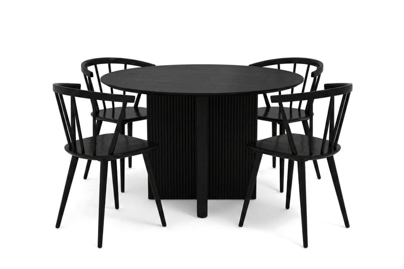 Edda Matgrupp runt 110 cm Svart med 4 Tyrö Matstolar - Svart - Products - Möbler - Bord & matgrupp - Matgrupp