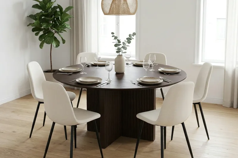 Edda Runt Matbord 150cm Fanér - Rökt ek - Products - Möbler - Bord & matgrupp - Matbord & köksbord