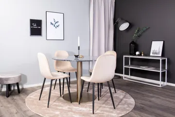Estelle Matgrupp 106 cm Rund med 4 Polar stolar - Beige - Products - Möbler - Bord & matgrupp - Matgrupp