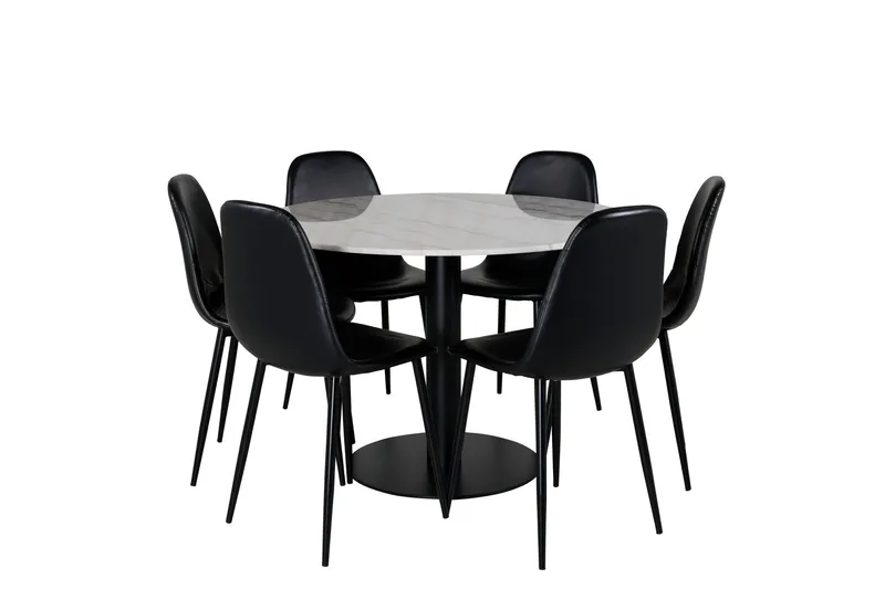 Estelle Matgrupp 106 cm Rund med 6 Polar stolar - Svart - Products - Möbler - Bord & matgrupp - Matgrupp