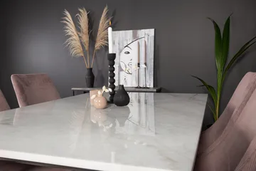 Estelle Matgrupp 140 cm Rektangulär med 4 Leone stolar - Svart - Products - Möbler - Bord & matgrupp - Matgrupp