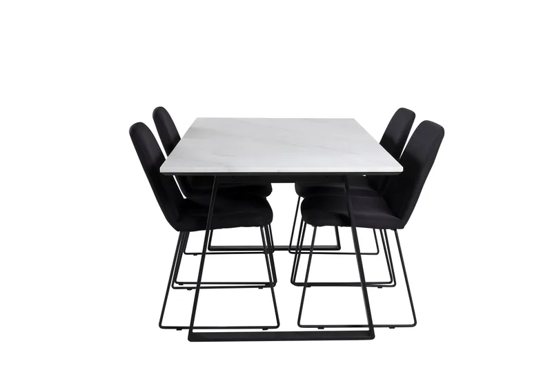 Estelle Matgrupp 140 cm Rektangulär med 4 Muce stolar, Svart