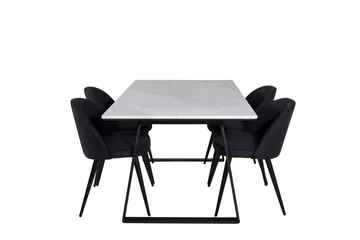 Estelle Matgrupp 140 cm Rektangulär med 4 Velvet stolar - Svart - Products - Möbler - Bord & matgrupp - Matgrupp