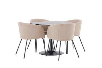 Glade Matgrupp 100 cm Rund med 4 Berit stolar - Beige - Products - Möbler - Bord & matgrupp - Matgrupp