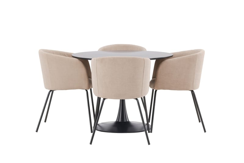 Glade Matgrupp 100 cm Rund med 4 Berit stolar - Beige - Products - Möbler - Bord & matgrupp - Matgrupp