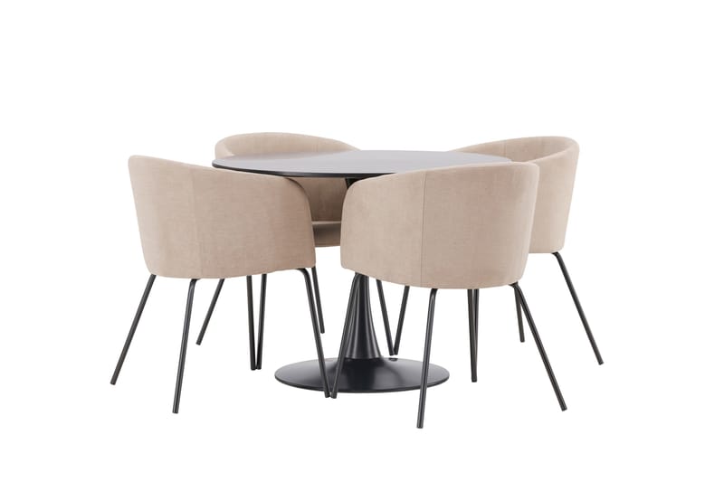 Glade Matgrupp 100 cm Rund med 4 Berit stolar - Beige - Products - Möbler - Bord & matgrupp - Matgrupp