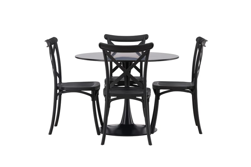 Glade Matgrupp 100 cm Rund med 4 Crosett stolar - Svart - Products - Möbler - Bord & matgrupp - Matgrupp